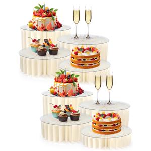 Buffet Risers Food Risers for Buffet Table Acrylic Risers Display Stands Tall Cake Stands Cylinder Stands for Party Pedestal Cake Stand Dessert Table Display Set Cupcake Stands Cupcake Display (8 Pcs White)