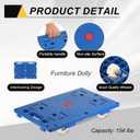 MECCANIXITY Furniture Dolly Furniture Movers with 4 Wheels 154lbs Capacity Moving Dolly for Heavy Furniture Goods Home Big Flat Dolly Cart Blue 2 Pack