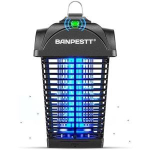 BANPESTT Bug Zapper Outdoor, Mosquito Zapper with Dusk-to-Dawn Light Sensor, Waterproof Fly Zapper, Electric Mosquito Killer for Garden, Patio, Balcony, Courtyard(Black