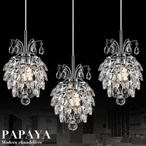 PAPAYA Set of 3 Crystal Pendant Lights for Living Room Bedroom Dining Room Modern Simple Art Deco Chandelier Any Combination Hanging Lamp Lighting Fixtures (E26 Base)