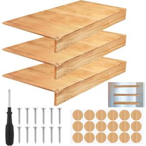 Hoolerry 3 Sets Wooden Wire Rack Covers for Removable Closet with 18 Wood Grain Stickers Wire Rack Covers Pantry Shelves Covers Dividers for Bathroom Kitchen Shelving Upgrade(36 x 16 Inch,Wood Color)
