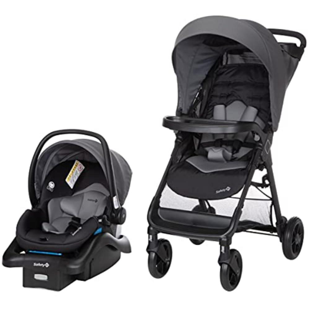 Safety 1st Smooth Ride Travel System Stroller and OnBoard FLX Infant Car Seat, Newborn to Toddler Baby Combo, Easy-Install, Large Canopy, Ample Storage, Foldable, Rear-Facing 4-30 lbs, Monument