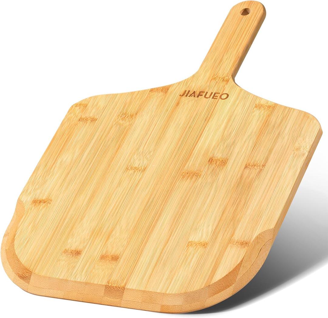 Pizza Peel 12 inch, Bamboo Pizza Paddle Spatula - Wooden Serving Board, Oven Accessory for Baking Homemade, Wood Cutting Board for Cheese Bread Fruit Vegetables (Medium (17.5" L  12" W  0.47" Th))