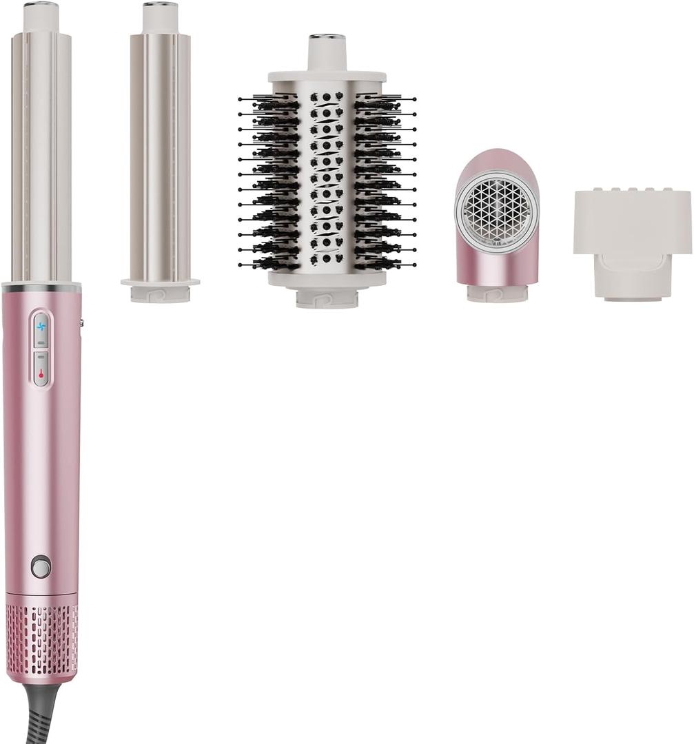 Heyfeel 5 in 1 Hot Air Styler - Professional Hair Dryer Brush with No Heat Damage, High-Speed Negative Ionic Hair Dryer, Auto Wrap Curler, Blow Dryer Brush for Drying Curling Volumizing Straightening (Purple)