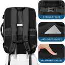 Travel Backpack for Women, 52L Carry On Backpack, Extra Large Expandable Travel Bag, 18.4 Inch TSA Flight Approved Luggage Business Daypack with USB, Teacher Traveling Rucksack, Black