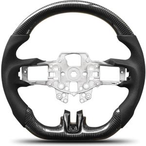 Carbon Fiber Steering Wheel For Mustang EcoBoost/GT/V6/Shelby GT350/GT350R 2015-2017 D-shaped Nappa Perforated Leather Flat-bottom Custom Steering Wheel
