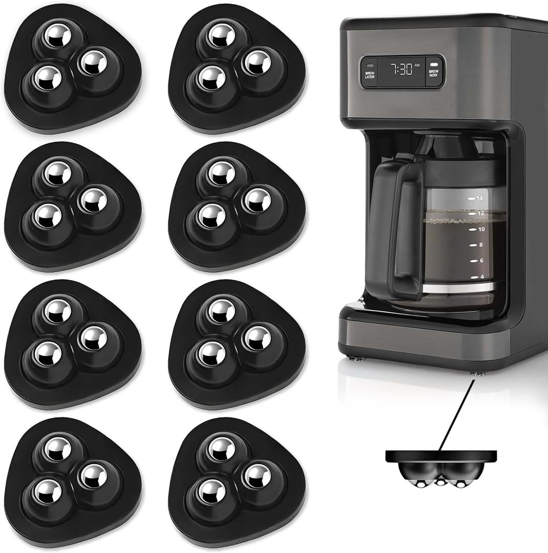 Appliance Casters - Furniture Sliders & Appliance Rollers for Kitchen, Coffee Machine, Blender, Oven - Helps Mom or Wife Easily Solve Countertop Sliding (Black, 16pcs)