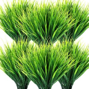 Ysleen 30 Bundles Artificial Outdoor Plants UV Resistant Fake Grasses No Fade Faux Plastic Wheat Grass Greenery Shrubs Garden Porch Window Box Decorating Craft