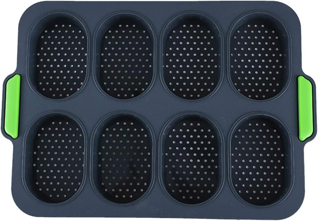 French Bread Tray for Baking, Non-Stick Baguette Mold, Mini Cake Pan, Baguette Loaf Pan for DIY Breadsticks, Brownies, Bread Rolls with Crispy Crusts, Grey (#silicone mold 27)