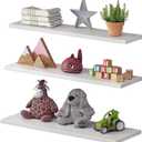 | 3 Set Invisible Floating Shelf, Wall Mounted Shelf for Living Room, Bedroom, Kitchen, Bathroom, Modern Hanging Shelf for Books/Decor/Storage 21,5" Long and 20 lbs Capacity (White)