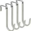 FYY Over The Door Hooks, 4 Pack Door Hangers Hooks with Rubber Prevent Scratches Heavy Duty Organizer Hooks for Living Room, Bathroom, Bedroom Hanging Clothes, Towels, Hats, Coats, Bags Grey (Short)