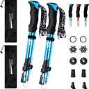 Trekking Poles - Aluminum 7075 Adjustable Walking Sticks with Quick Locks, Expandable to 53", Ultralight for Hiking, Camping, Mountains (Set of 2) (Blue)