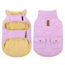 Queenmore Warm Dog Coat, Cold Weather Puffer Dog Coat Vest, Quilting Winter Pet Jacket Ultra Thick Plush Fleece Lining Pet Clothes for Dogs with Storage Pockets (Lilac,Large)