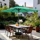 AreShark 6.5'x10' 2 Tiers Rectangular Patio Umbrella - Outdoor Umbrella Waterproof UV Protection, Market Table Umbrella w/Push Button Tilt for Pool, Lawn, Balcony(Turquoise)