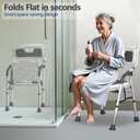 Foldable Shower Chair for Inside Shower with Arms and Back, Shower Chair for Elderly and Disabled with Adjustable Height,Folding Bath Chairs for Seniors,Quick-Assembly & Comfortable