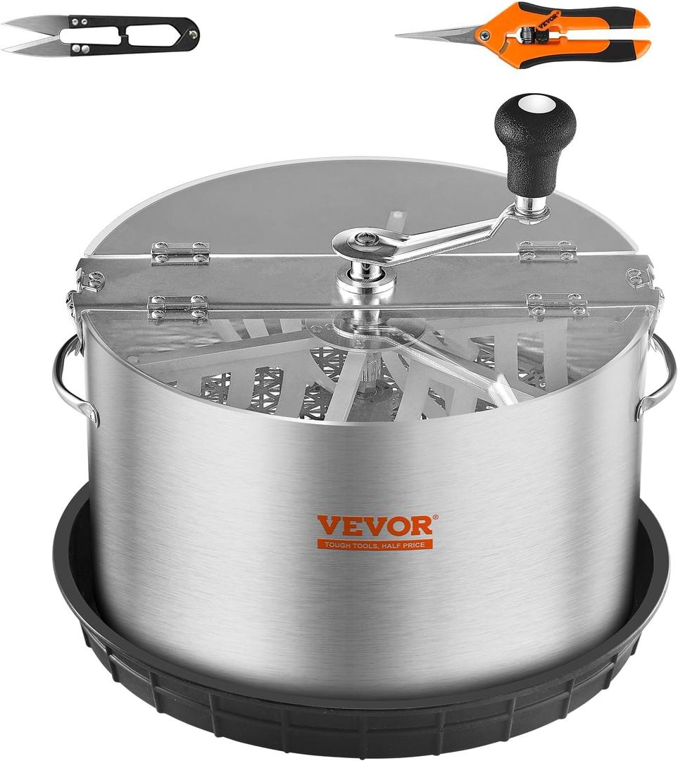 VEVOR 16 inch Stainless Steel Bud Leaf Trimmer with Clear Visibility Dome and Hand Pruners for Cutting Leaves, Buds, Flowers, Hydroponic Plants