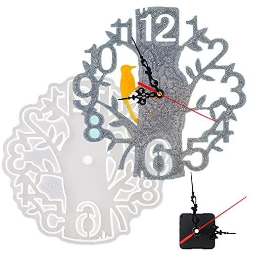 ATYUSVIC Resin Clock Mold Kit 10 Inch with Movement Accessories, Tree of Life DIY Clock Making Kit, Large Epoxy Silicone Wall Clock Mold with Arabic Numbers for Home Decor & Gifts