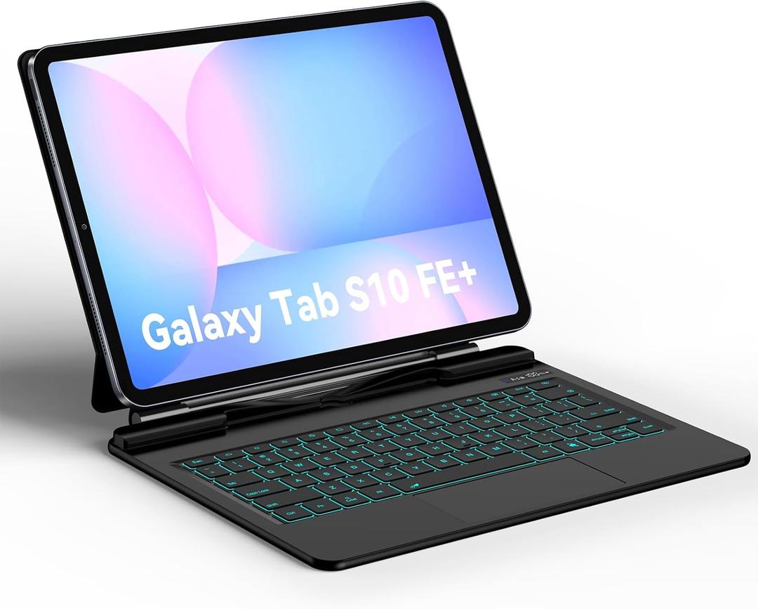GOKOCO Magic-Style Keyboard Case for Samsung Galaxy Tab S10 FE+ Plus 13.1" 2025 with S-Pen Holder,Floating Cantilever Magnetic Stand,LED Display,7color Backlit & Multi-Touch Trackpad (black)