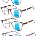 4 Pack Progressive Multifocus Reading Glasses Blue Light Blocking Multifocal Readers for Women (Multicolor)