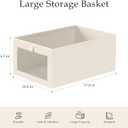 Criusia Closet Organizers and Storage, 4 Pack Linen Closet Baskets with Mesh Window for Organization, Foldable Closet Organizer for Clothing, Towels, Toys, Nursery, Books, Shelves, Beige