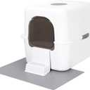 Urine Litter Box with Pedal for Small Cats Approx 8Lbs, Fully Enclosed Leak-Proof,High Edge and Odorless,Easy to Carry and Clean (White with Handle, S)