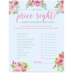 10 x Andaz Press Pink Roses English Tea Party Tea Party Baby Shower Collection, is The Price Right Game Cards, 20-Pack, Games Activities and Decorations
