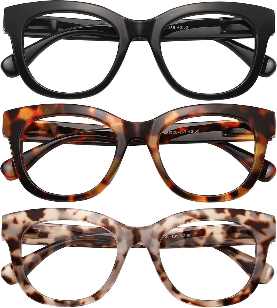 Reading Glasses for Women Men Square Oval Readers with Spring Hinge Anti UV Glare