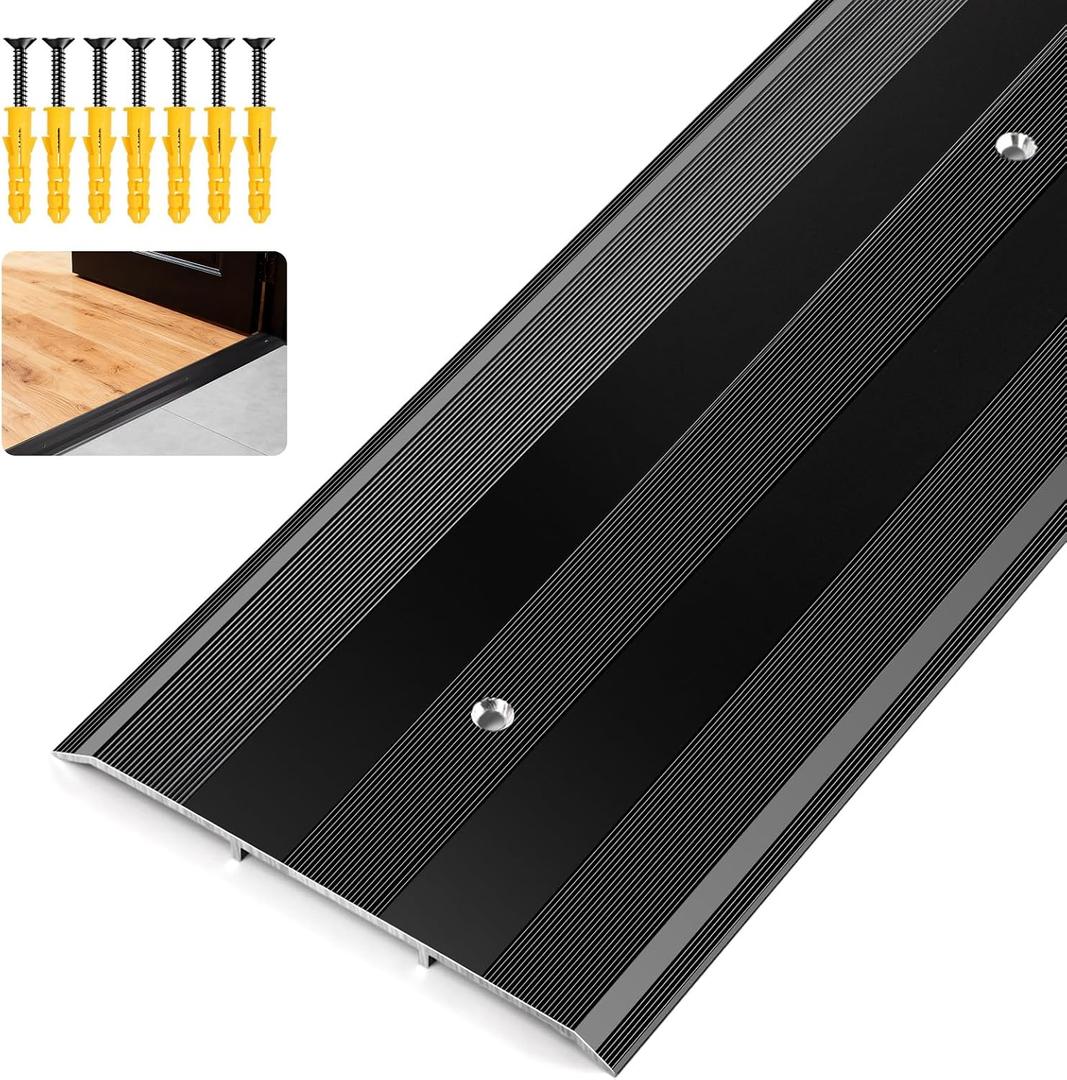 Raytano 48"L 5"W 0.25"H Extra-Sturdy Aluminum Door Threshold Strip,Thicken Floor Transition Strip for Commercial and High Traffic Places, Size 48in5in0.25in (Black)