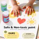 TMOL Washable Paint for Kids, 10 Colors (2 fl oz) 40 Pcs Non-Toxic Finger Paint Kit with Brushes, Sponge, Smock, Toddler Art Supplies for Painting, Craft & School Projects