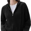SUUKSESS Women Chunky Knit Cashmere Sweaters Zip up Oversized Hoodies Cardigan with Pockets Long Sleeve Fall Jackets Outerwear (Black, M)