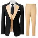SOLOVEDRESS Men's 3 Piece Suit Classic Jacket Vest Pants Modern Tuxedos Set for Weddings Party and Business(Champagne,M)