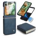 ASAPDOS Leather Folio Magnetic Case for Motorola Razr 2024/2025[Not fit Ultra or Plus][Compatible with MagSafe],Built-in Screen Protector and PU Leather Thin Slim Protective Case Cover Blue