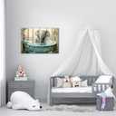 NAMENLAIMI Elephant Bathroom Wall Art Elephant in Bathtub Canvas Prints Funny Animal Paintings Bathroom Pictures for Toilet Farmhouse Wall Decor(Bathroom-3,16.00" x 24.00")