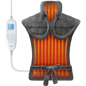 iDOO Heating Pad for Neck and Shoulders and Back for Pain Relief, Valentines Gifts for Him Her Women Men Elderly, FSA Eligible Items, Large 24"x33" Weighted Electric Heat Pads for Back, Gray