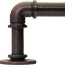 Bronze Curtain Rods 18 to 144 Inch, Industrial Curtain Rods,Adjustable Length,1 in Diameter Pipe,Wall or Ceiling Mounted,for Bedroom and Living Room(Antique Red Bronze 18 to 144)