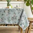 Horaldaily Spring Tablecloth 60120 Inch Rectangular, Magnolia Flower Birds Branch Washable Seasonal Table Cover for Party Picnic Dinner Decor