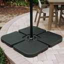 Backyard Expressions 4-Piece Offset Umbrella Base Weight Set Fill with Water or Sand for Up to 170 lbs Heavy-Duty Resin Plates with Carry Handles, Fits Most Cantilever Umbrellas, Black