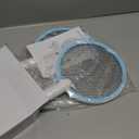 Electric Fly Swatter Racket, 2 in 1 Mosquito Bug Zapper 4100V Handheld Mosquito Killer with 1800 mAh Rechargeable Battery, Purple Ligh stand 3-Layer Safety Mesh for Indoor Outdoor Blue Two-Pack