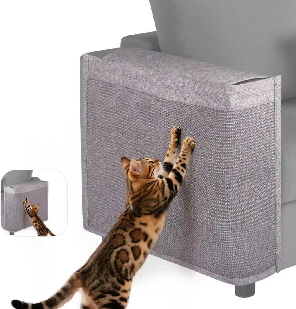Cat Scratch Protector for Sofa - Couch Protector from Cat Claws Fit for Both Arm Side of Sofa, Couch Corner Scratcher with Expanded Coverage Color-Matched Sisal Pad Universal Fit