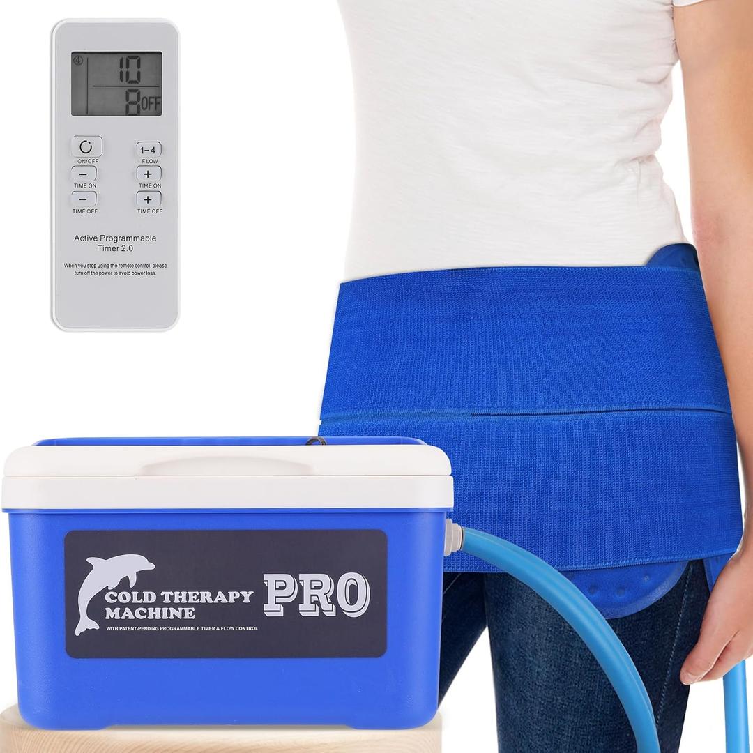 Cold Therapy Machine with Universal Pad for Hip, Back, and Knee After Surgery Recovery, Ice Machine System with Programmable Timer Remote Control, Large Reusable Pad for Hip Bursitis, Hip Flexor Pain.