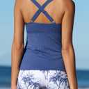 Summer Mae Tankini Swimsuits for Women 2026 Bathing Suits Top Ruched Two Piece Tummy Control V-Wire Modest Swim Suits (Blue, M)