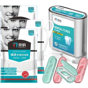 Dental Floss Picks, Flossers Picks for Adult Teeth, Packed in 1pc of Refillable Auto-Ejection-Case and 3pcs of Portable Cases, Hygienic Convenient, Smart Buy, 442pcs (White)