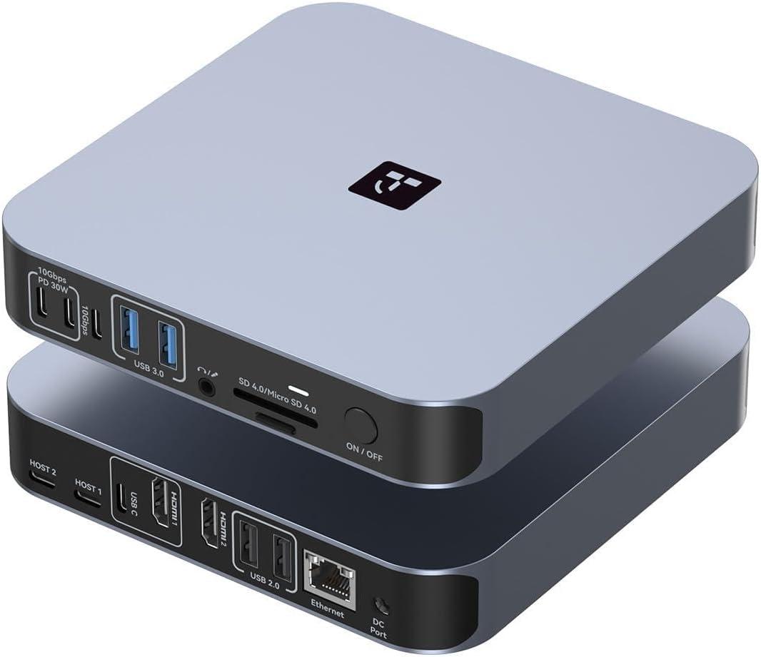 TobenONE 18-in-2 Docking Station Dual Monitor for MacBook Pro/Air M5/M4/M3/M2/M1 Pro/Max, Plug and Play, Mac Docking Station with 4K@60Hz HDMI&USB-C, 150W Adapter, 10Gbps/PD 30W, 7 USB, 2.5G Ethernet