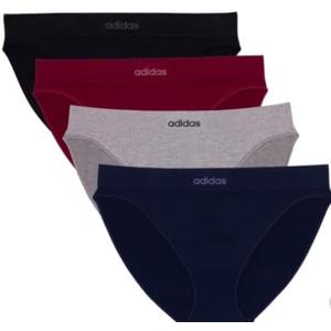 adidas womens Seamless Bikini Underwear 4-pack (US, Alpha, Small, Multi Black)