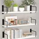 Floating Shelves - 24 Inch Wall Mounted Set of 3, Rustic Wood Shelves for Living Room Storage and Wall Decor (White)