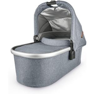 UPPAbaby Bassinet/Compatible with Vista, Cruz, Ridge, Minu Strollers/Overnight Sleep Solution/Mattress, Sheet, and Bug Shield Included/Gregory (Blue Mlange/Silver Frame)