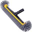 POOLAZA Pool Brush Head with Round Ends, Heavy Duty Pool Brushes for Cleaning Pool Walls, Floors Steps & Corners, 17.5" Pool Brush with Sturdy Aluminum Handle & Durable Nylon Bristles (Yellow)