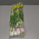 15 Pcs White-Light Pink-Yellow Artificial Tulips Fake Flowers, Premium Latex Lifelike Texture, UV Resistant Waterproof Faux Tulip Bouquets with Snap-on Petals for Outdoor, Home, Wedding Decor