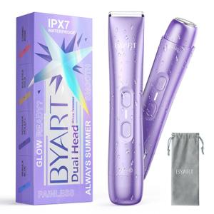 Bikini Trimmer for Women Dual Head  IPX7 Waterproof & Painless Electric Razors for Pubic Hair, Face, Legs, Underarms  Portable Cordless Shaver with Fast Charging, Self Care Gifts for Women (Voyager Violet)