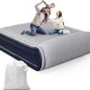 Air Mattress Queen with Built-in Pump & Raised Pillow, 17" Raised Comfort Inflatable Mattress, 3 Min Fast Self-Inflation/Deflation Blow Up Mattress with Storage Bag (Gray) (Grey)
